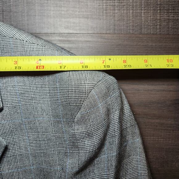 JOS A BANK Mens Sport Coat Blazer 43R Gray Silk Camelhair Hondstooth Check - Picture 10 of 16